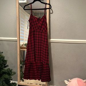UO Waldorf Plaid Pleated Midi Dress